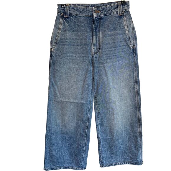 Khaite Ian Jeans sz 28 Wide Leg Quiet Luxury Denim On Trend Light Wash Cropped - Picture 2 of 13